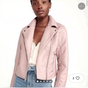 Abercrombie Light Pink Faux Leather Jacket